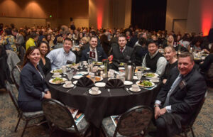 Table of attendees and Lunch and Laughter