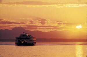 Washington State Ferry at Sunset